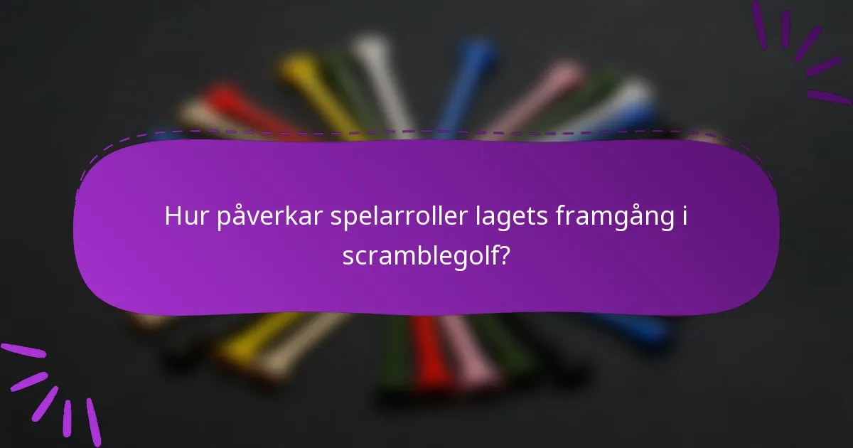 Hur påverkar spelarroller lagets framgång i scramblegolf?