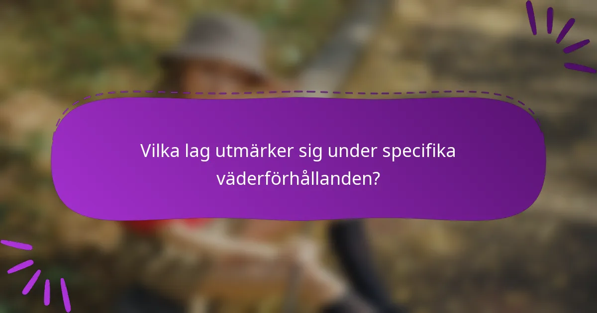 Vilka lag utmärker sig under specifika väderförhållanden?